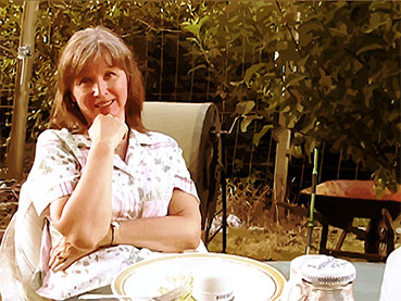 Mom sitting in the garden